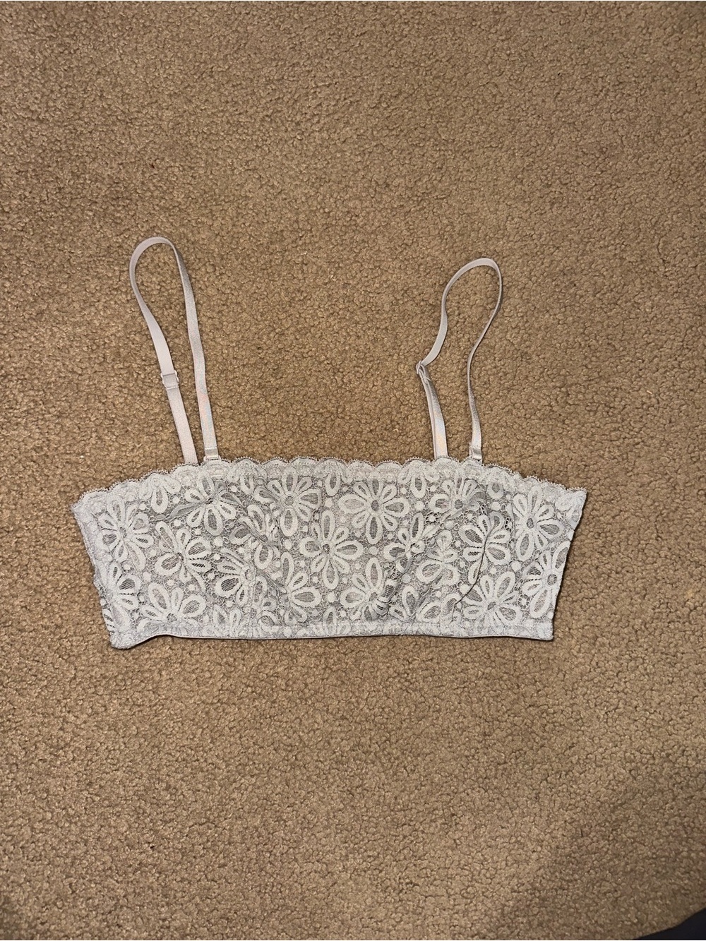 Victoria’s Secret Light Blue Floral Lace Bralette with Adjustable Straps